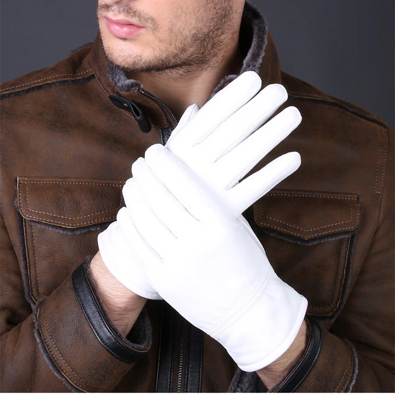 Leather Driving Glove - 2025 Zimowe białe rękawiczki z prawdziwej