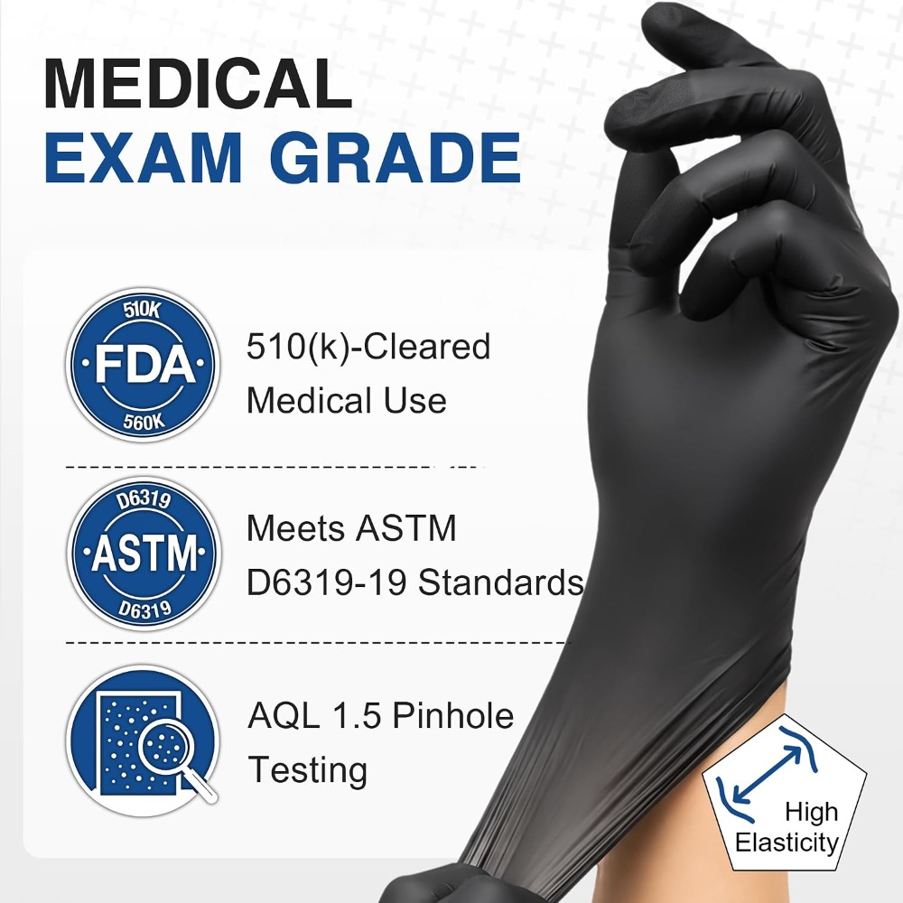 Exam Glove Nitrile - Jednorazowe czarne rękawice nitrylowe bezpudrowe, bezlateksowe,