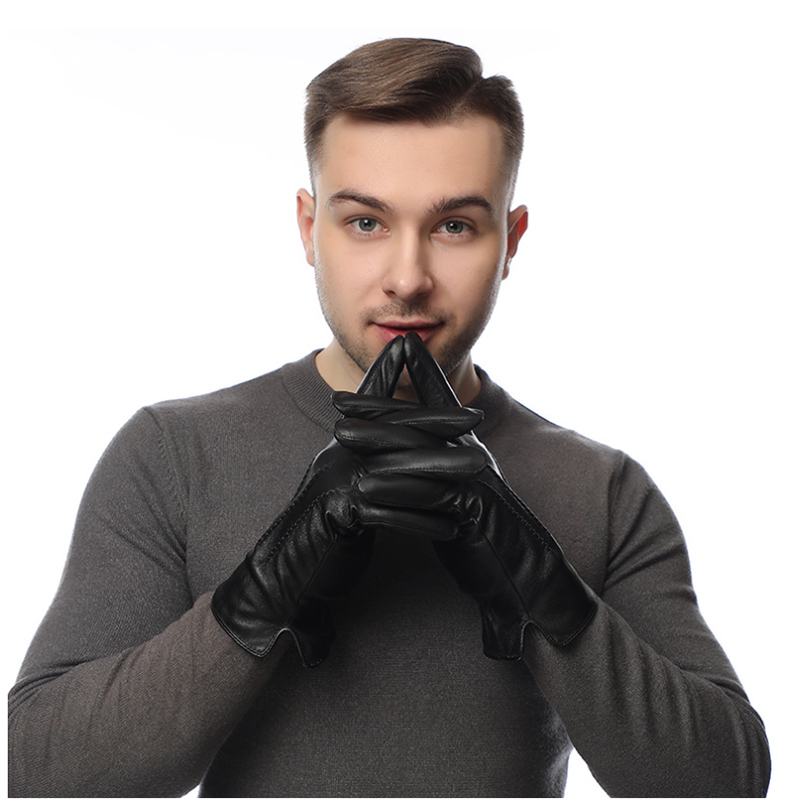 Wool Glove Lined - Męskie zimowe rękawice z prawdziwej skóry