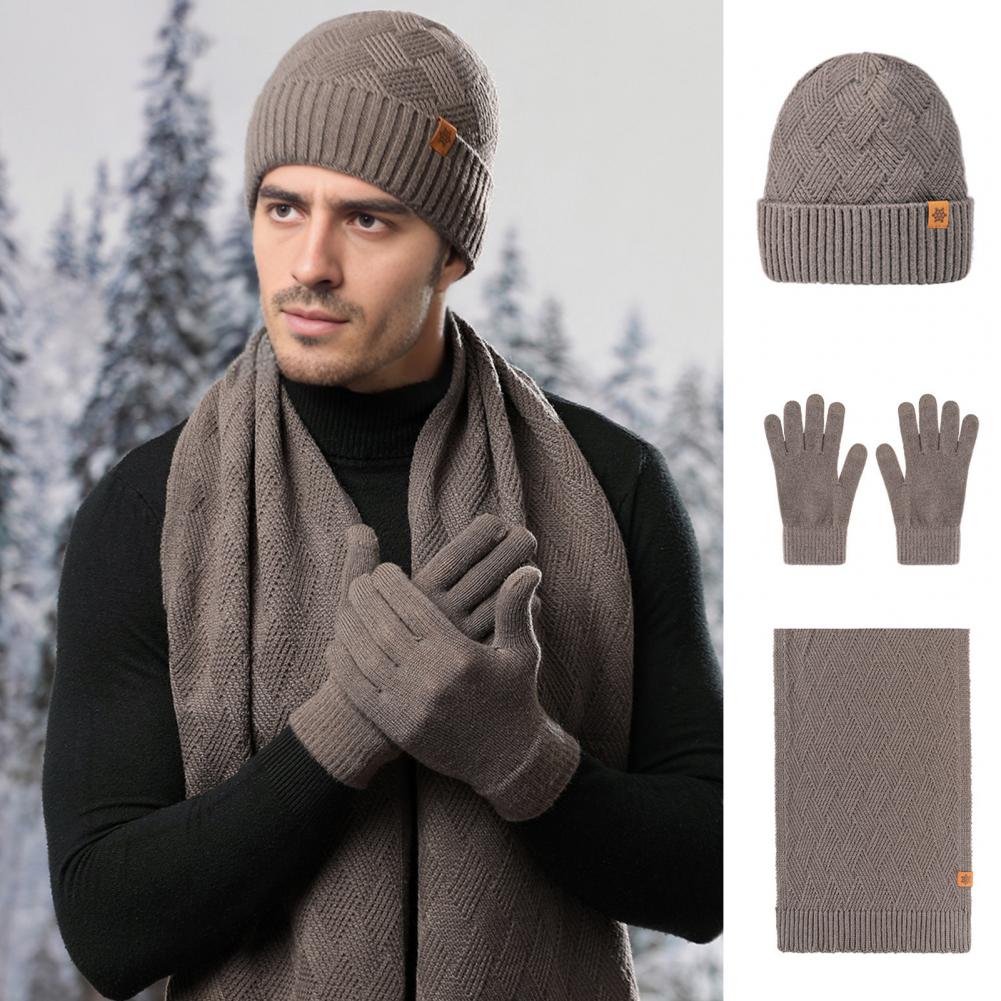 Winter Glove Insulated - Oddychający Akrylowy Zestaw Męski Zimowy: Czapka,