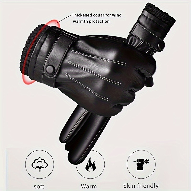 Leather Driving Glove - 1 Para Zimowych Rękawic Ciepłe Do