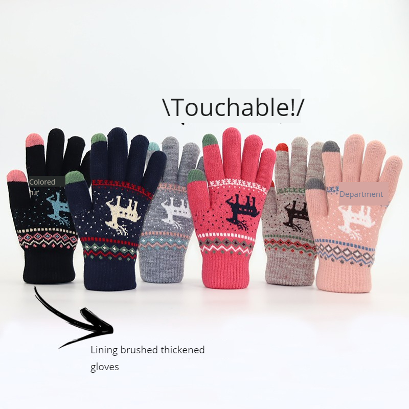 Wool Glove Lined - Jesienno-zimowe, ocieplane, dotykowe, ciepłe damskie rękawiczki