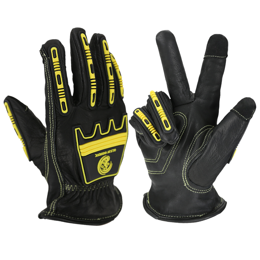 Work Glove Impact - Odporne na uderzenia skórzane rękawice robocze,