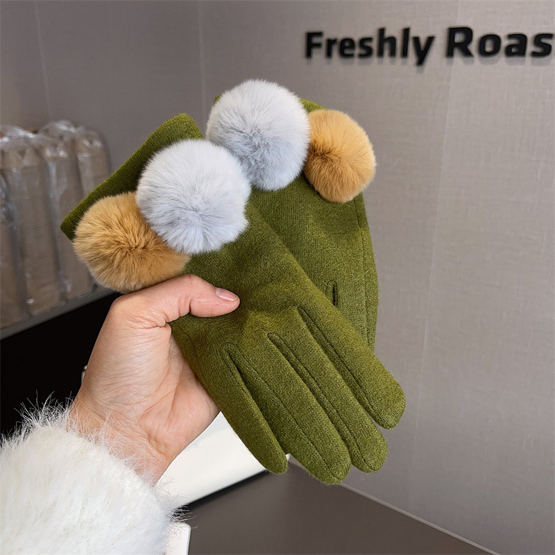 Wool Glove Lined - Rękawiczki damskie wełniane w kratę z