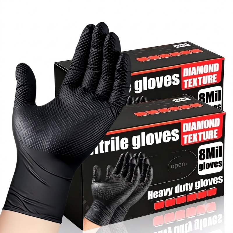 Nitrile Mechanic Glove - Wytrzymałe czarne przemysłowe rękawice nitrylowe jednorazowe