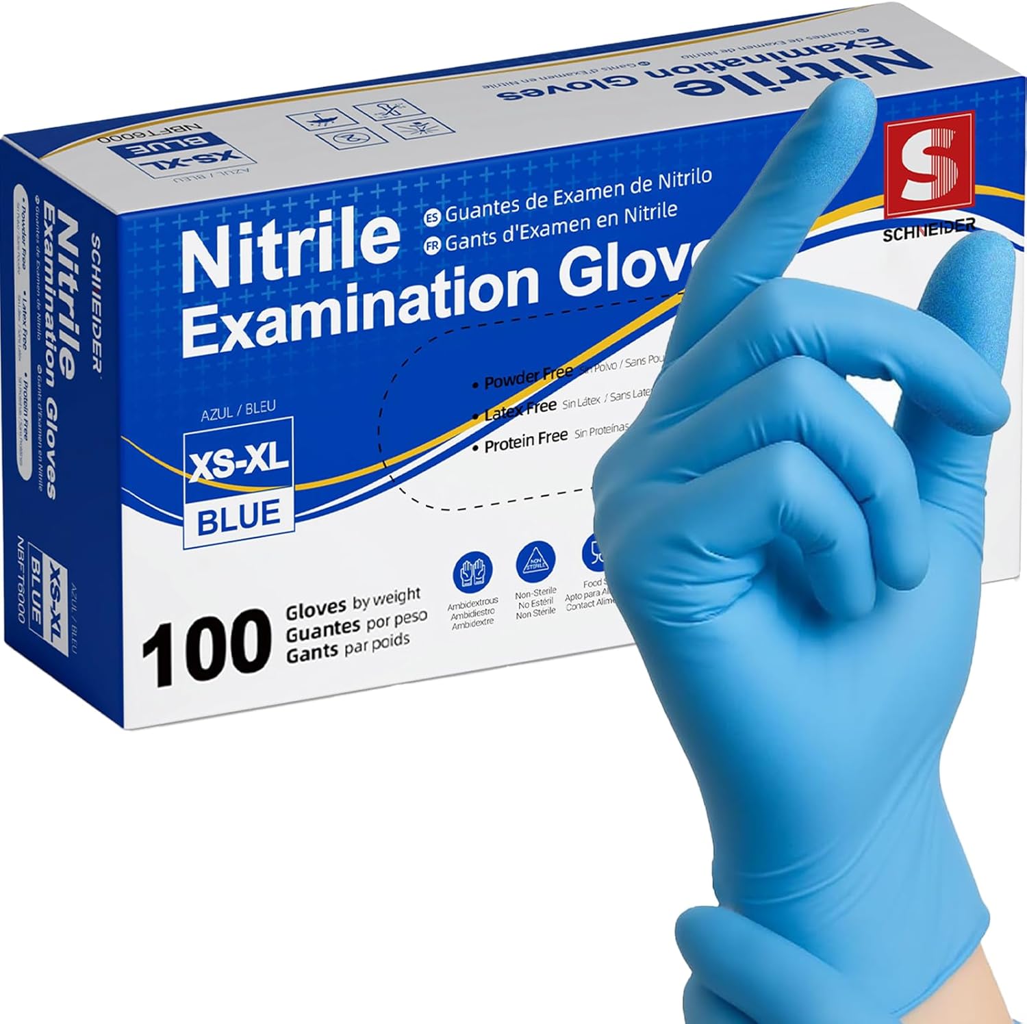 Exam Glove Nitrile - Rękawice nitrilowe medyczne, 100 sztuk, z