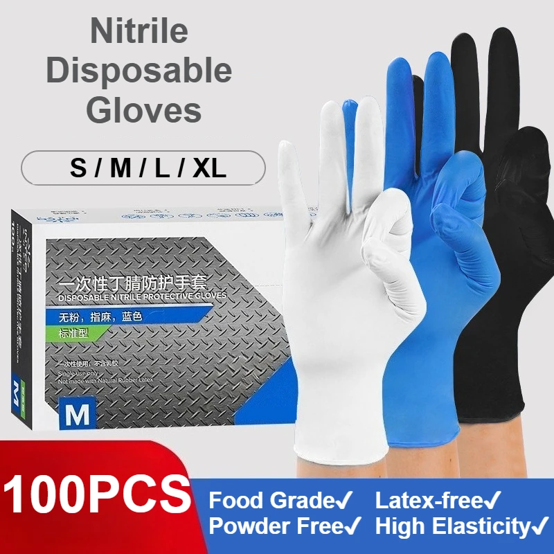 Exam Glove Nitrile - 100 szt. Rękawice nitrylowe jednorazowe czarne/białe/niebieskie/fioletowe,