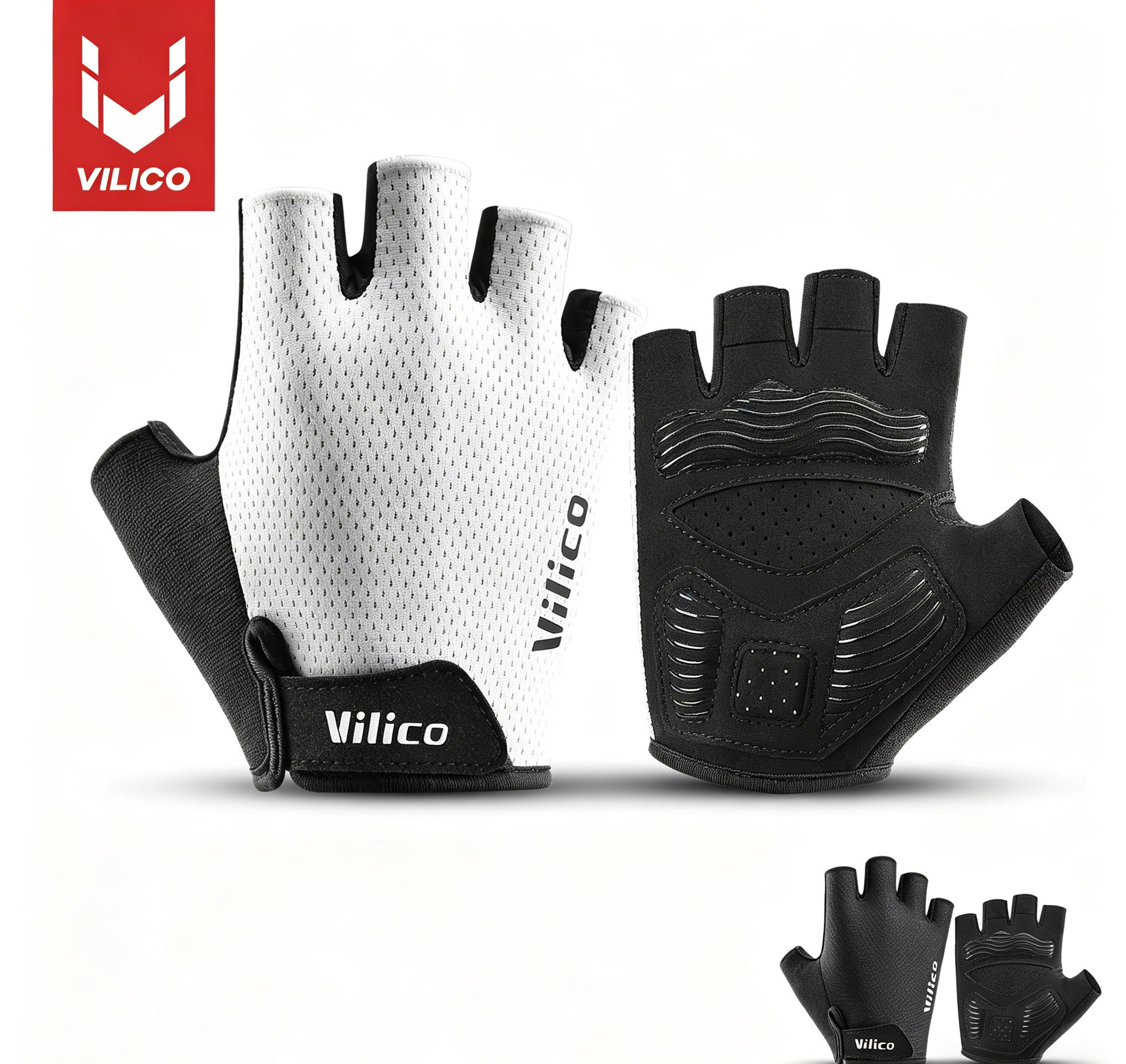 Workout Glove Gym - Rękawiczki rowerowe VILICO oddychające, bez palców,