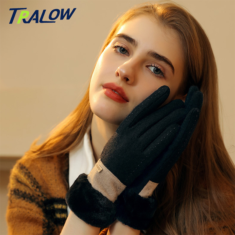 Wool Glove Lined - Rękawiczki damskie TRALOW na zimę, dzianinowe,