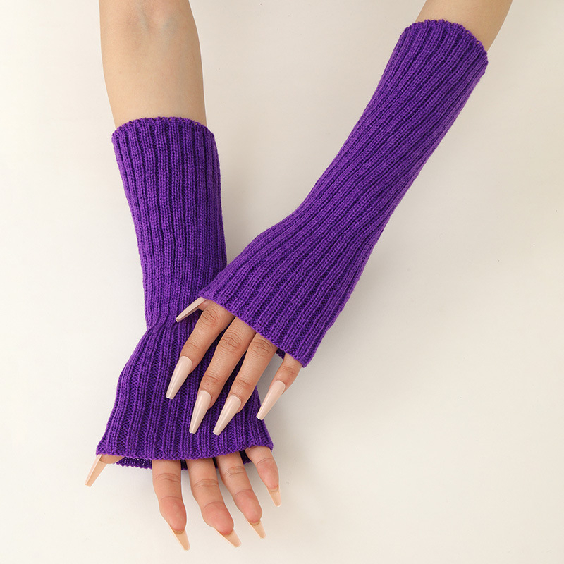 Fingerless Glove Knit - Dziewczęce Kolorowe Ciepłe Dzianinowe Rękawki na