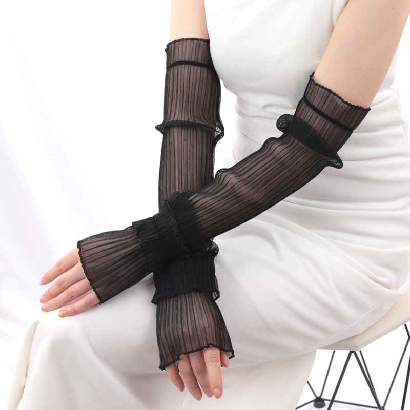 Fingerless Glove Knit - 1 para lodowy jedwab z długimi