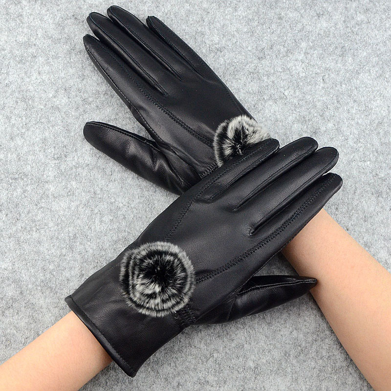 Wool Glove Lined - Damskie zimowe oryginalne skórzane rękawiczki z