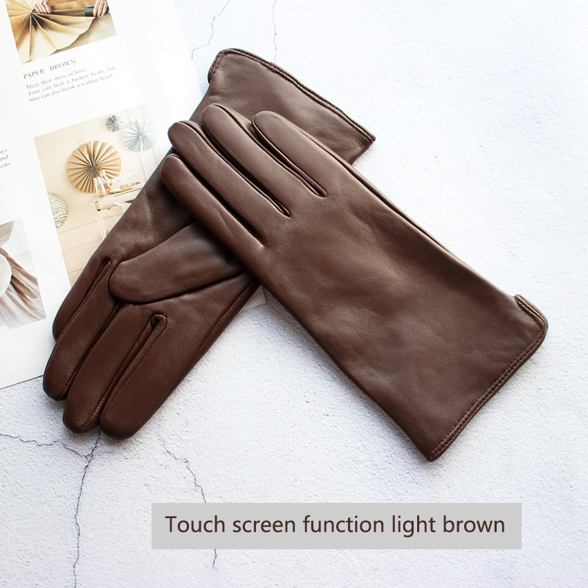Leather Driving Glove - Damskie kolorowe rękawiczki ze skóry owczej,