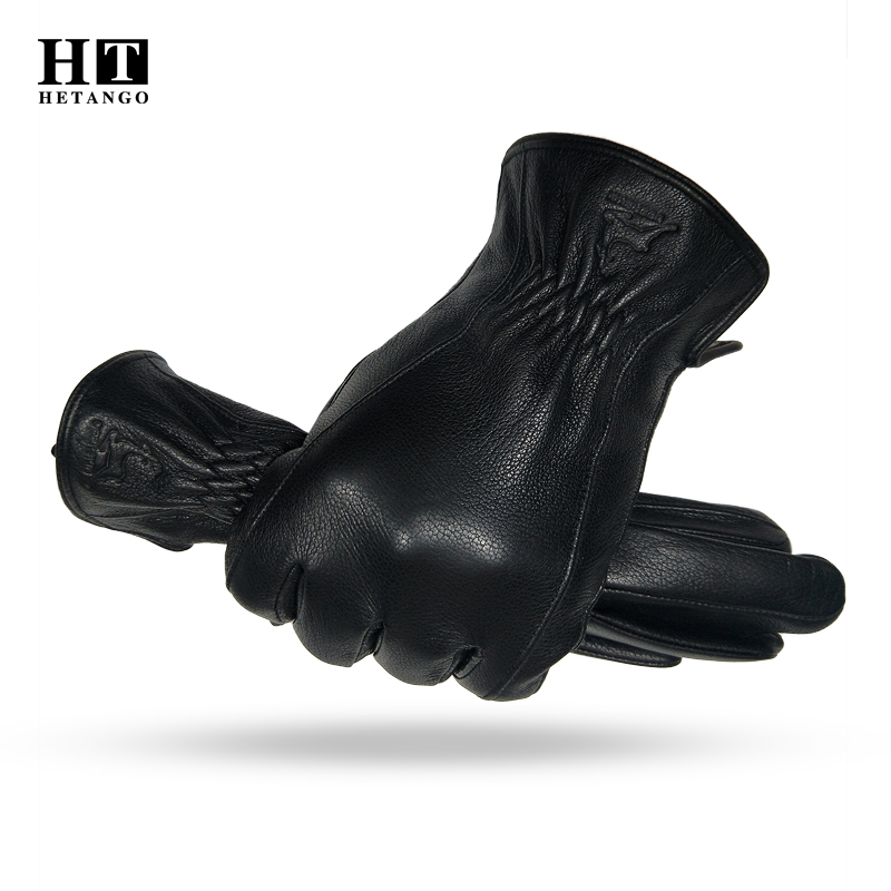 Wool Glove Lined - ﻿ Zimowe męskie czarne rękawiczki ze