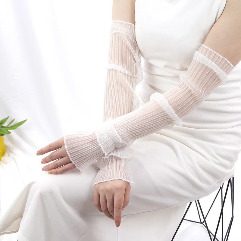 Fingerless Glove Knit - Letnie długie rękawiczki bez palców damskie