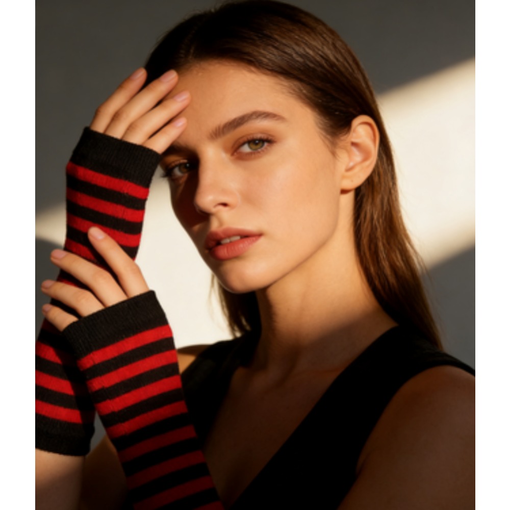 PESENAR Czerwono-czarne rękawi – Fingerless Glove Knit recenzja i cena