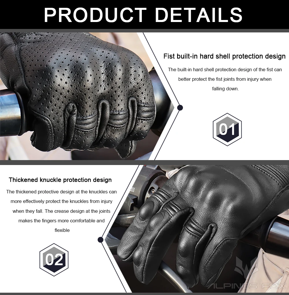 Unisexowe skórzane rękawice mo – Motorcycle Glove Knuckle recenzja i cena